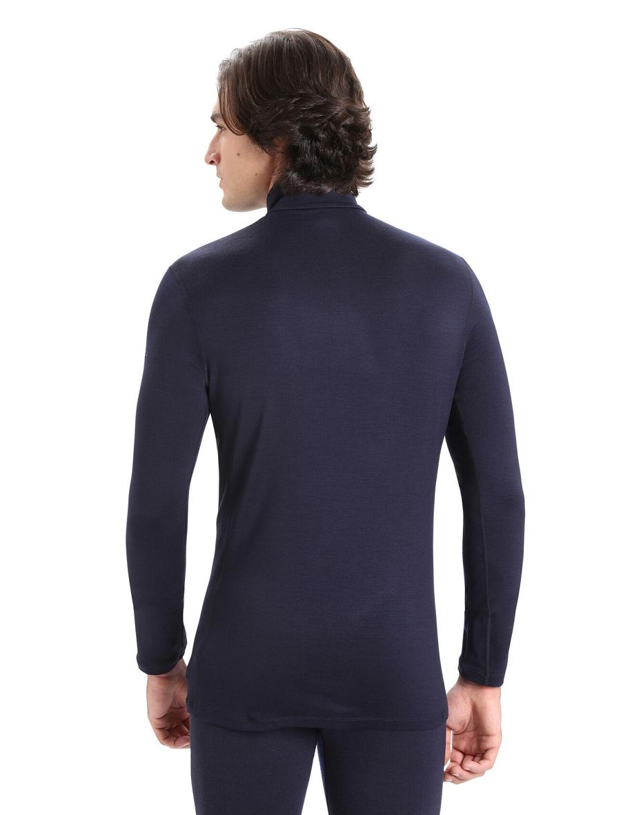 Icebreaker Merino 260 Tech Long Sleeve Half Zip Thermal Top Férfi Base Layers Sötétkék | HU 1385OKIR